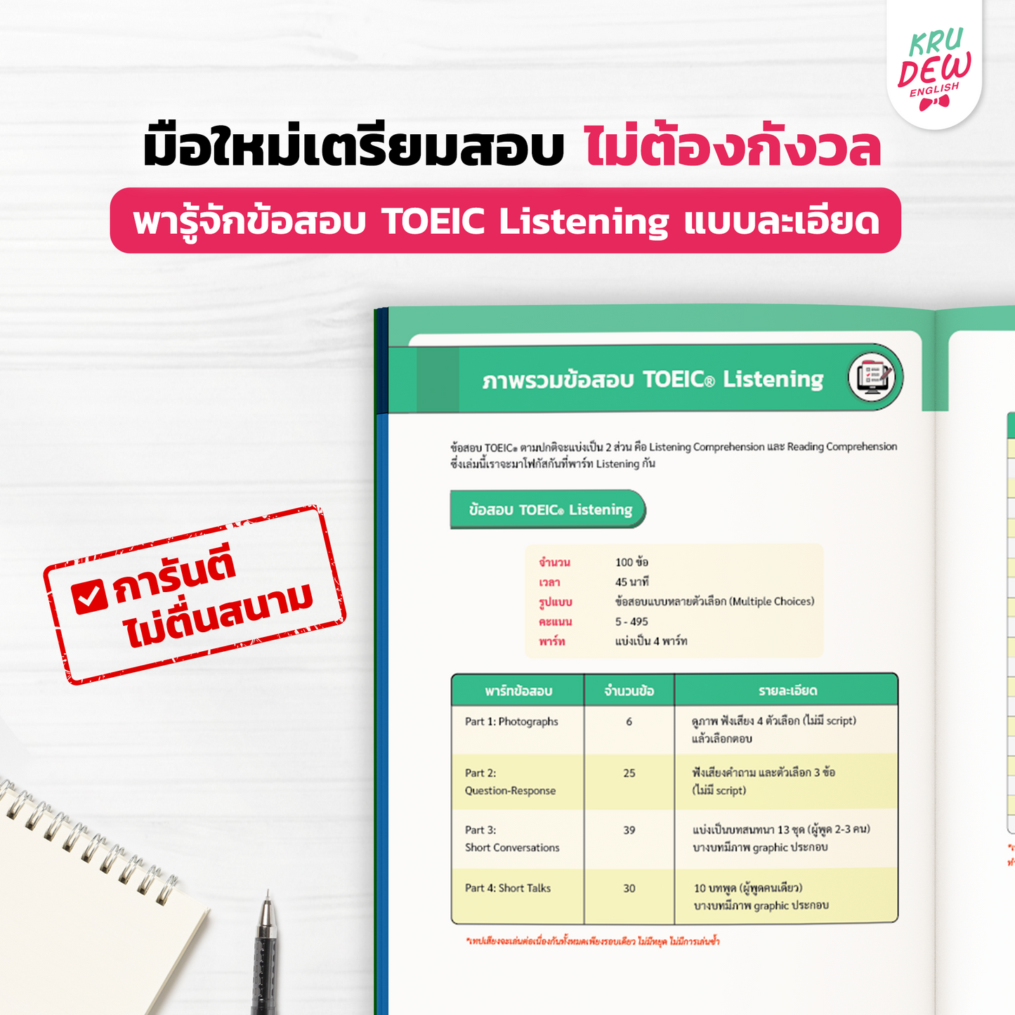 ใหม่! หนังสือ TOEIC Listen Up ฝึกโจทย์ TOEIC พาร์ตฟัง เก็บพาร์ต Listening เต็มด้วยเล่มนี้! by KruDew